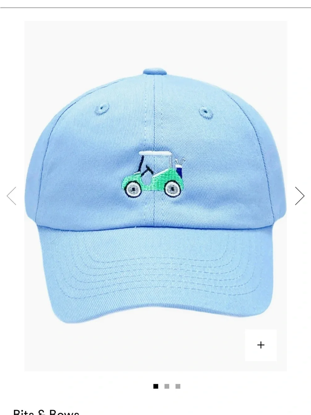 Kids Light Blue Baseball Cap with Green Golf Cart Embroidery 0-24m